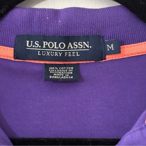 U.S. Polo ASSN Polo Shirt Men's Medium Purple Golfing 2 Button Luxury Feel - Picture 5 of 5